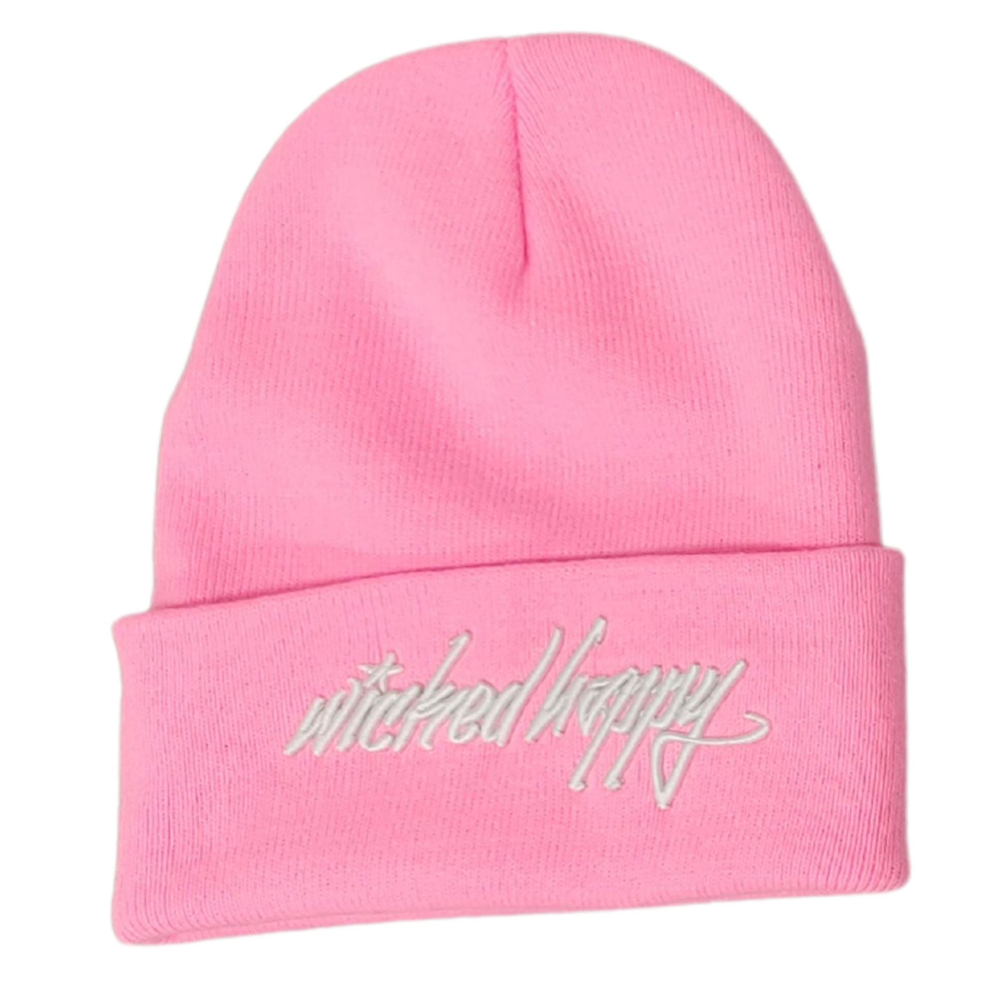 Long Style Graffiti Signature Logo Beanie - Dark Pink