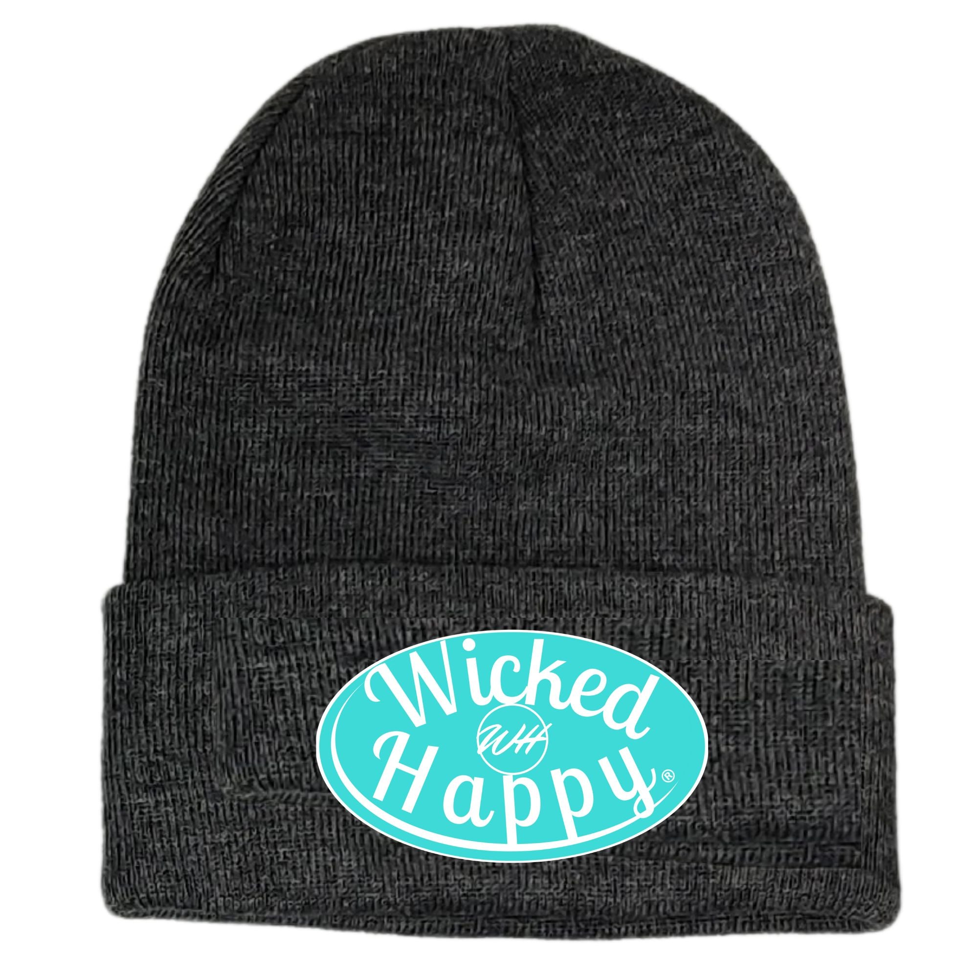 Long Style Aqua Signature Logo Beanie - Dark Grey