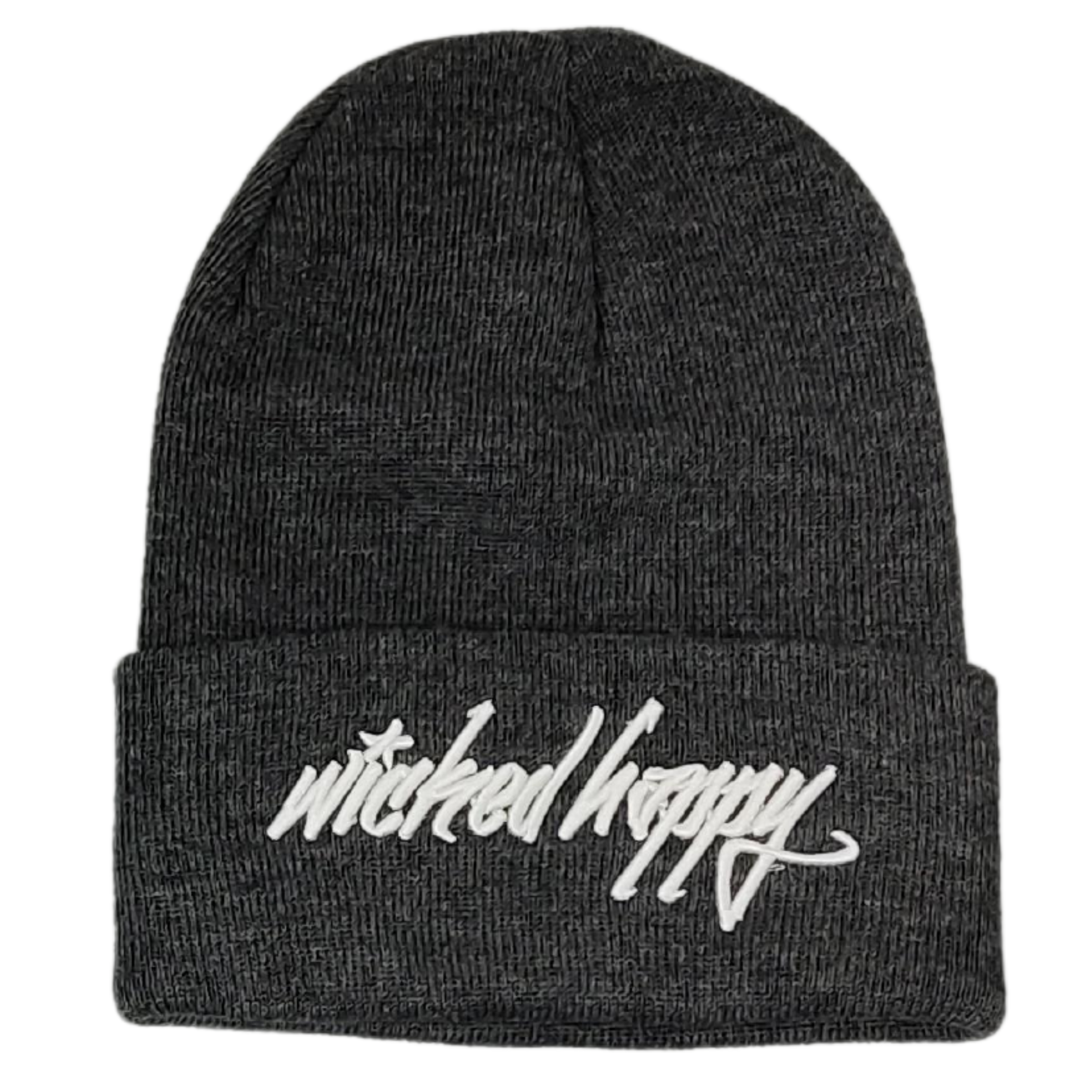 Long Style Graffiti Signature Logo Beanie - Dark Grey