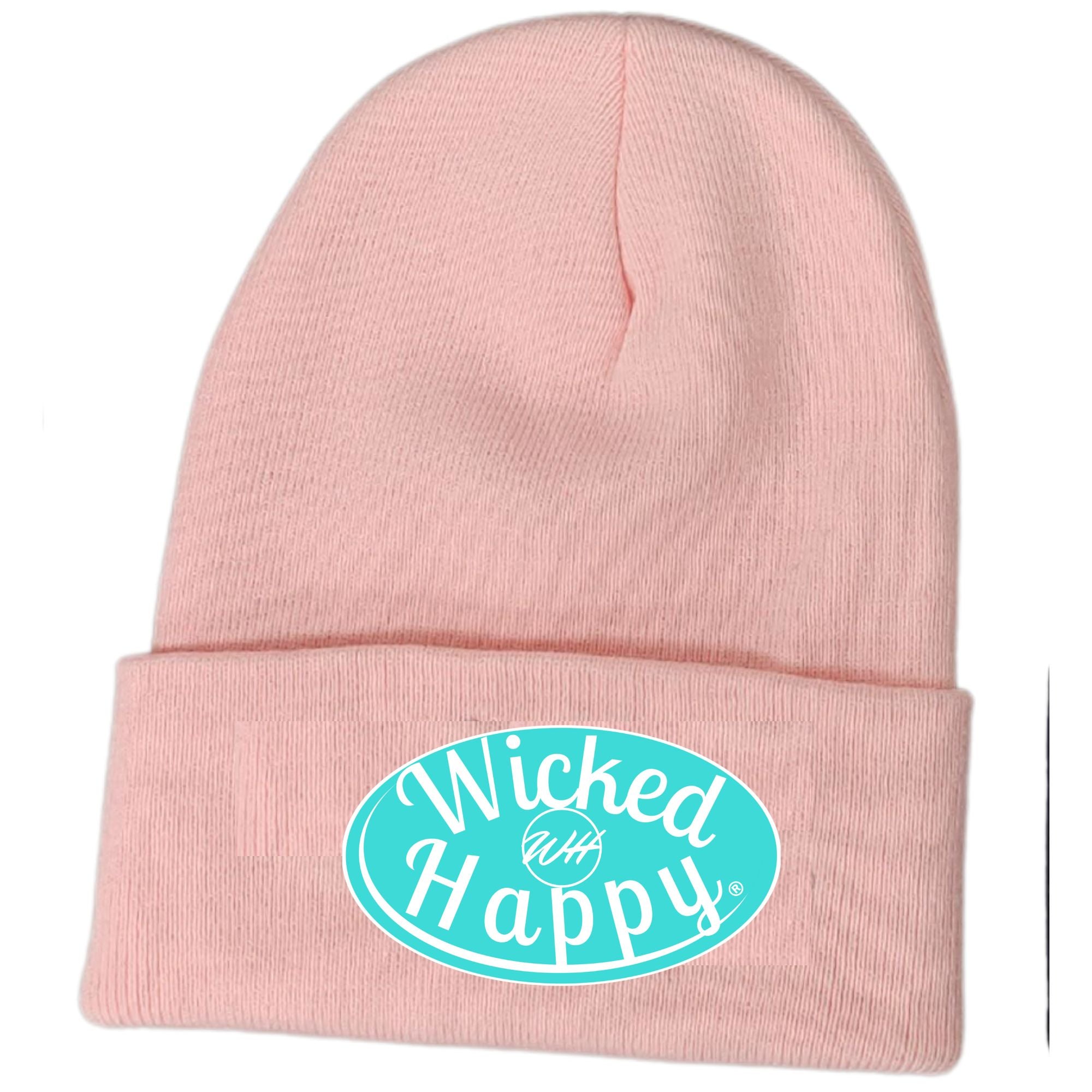 Long Style Aqua Signature Logo Beanie - Light Pink