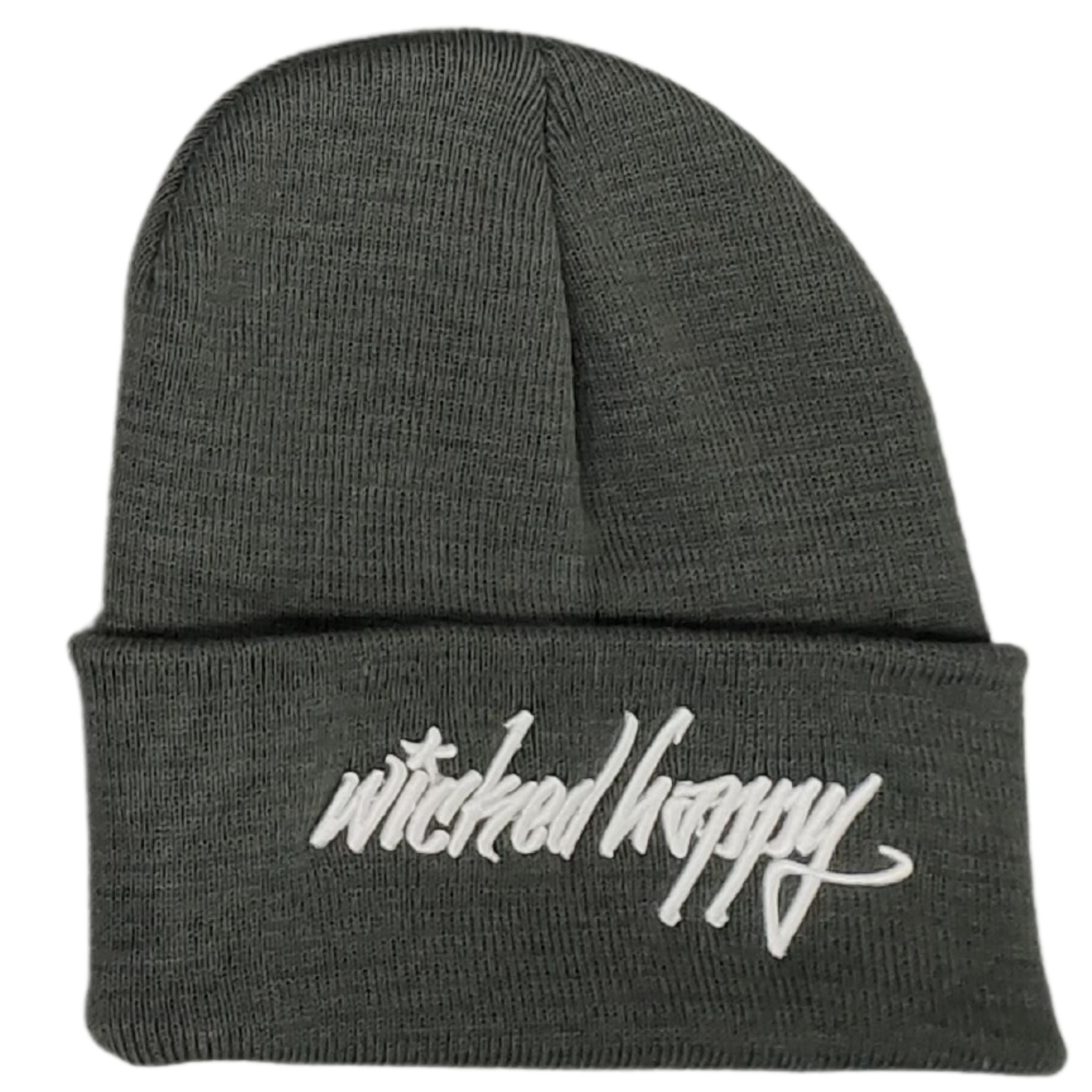 Long Style Graffiti Signature Logo Beanie - Medium Grey