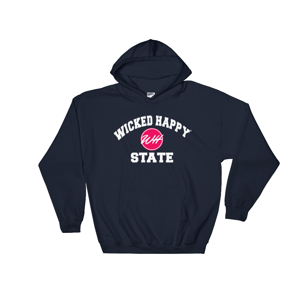 Wicked Happy State - Navy Unisex Hooded Sweatshirt